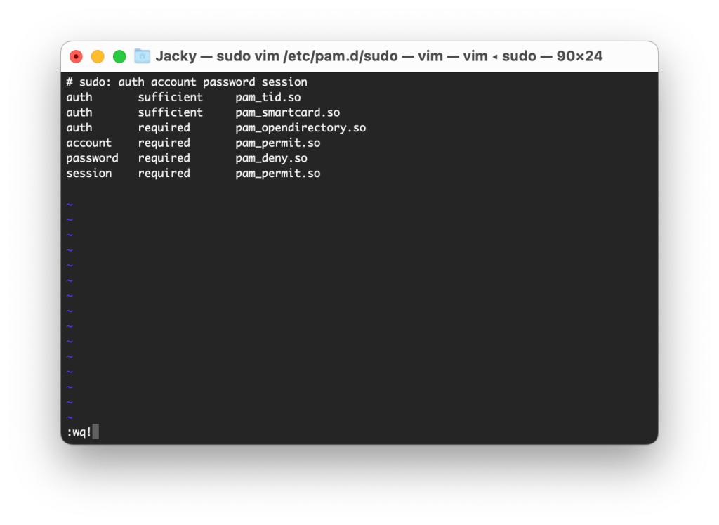 macOS 终端 sudo 使用 Touch ID 认证-Jacky's Blog