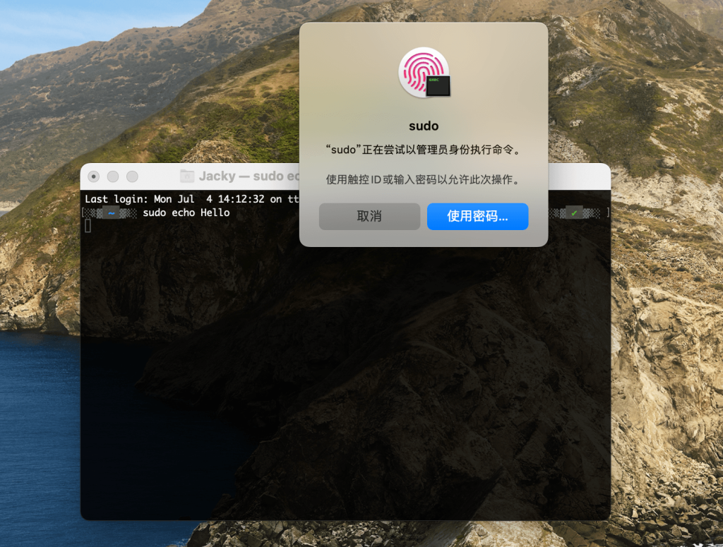 macOS 终端 sudo 使用 Touch ID 认证-Jacky's Blog